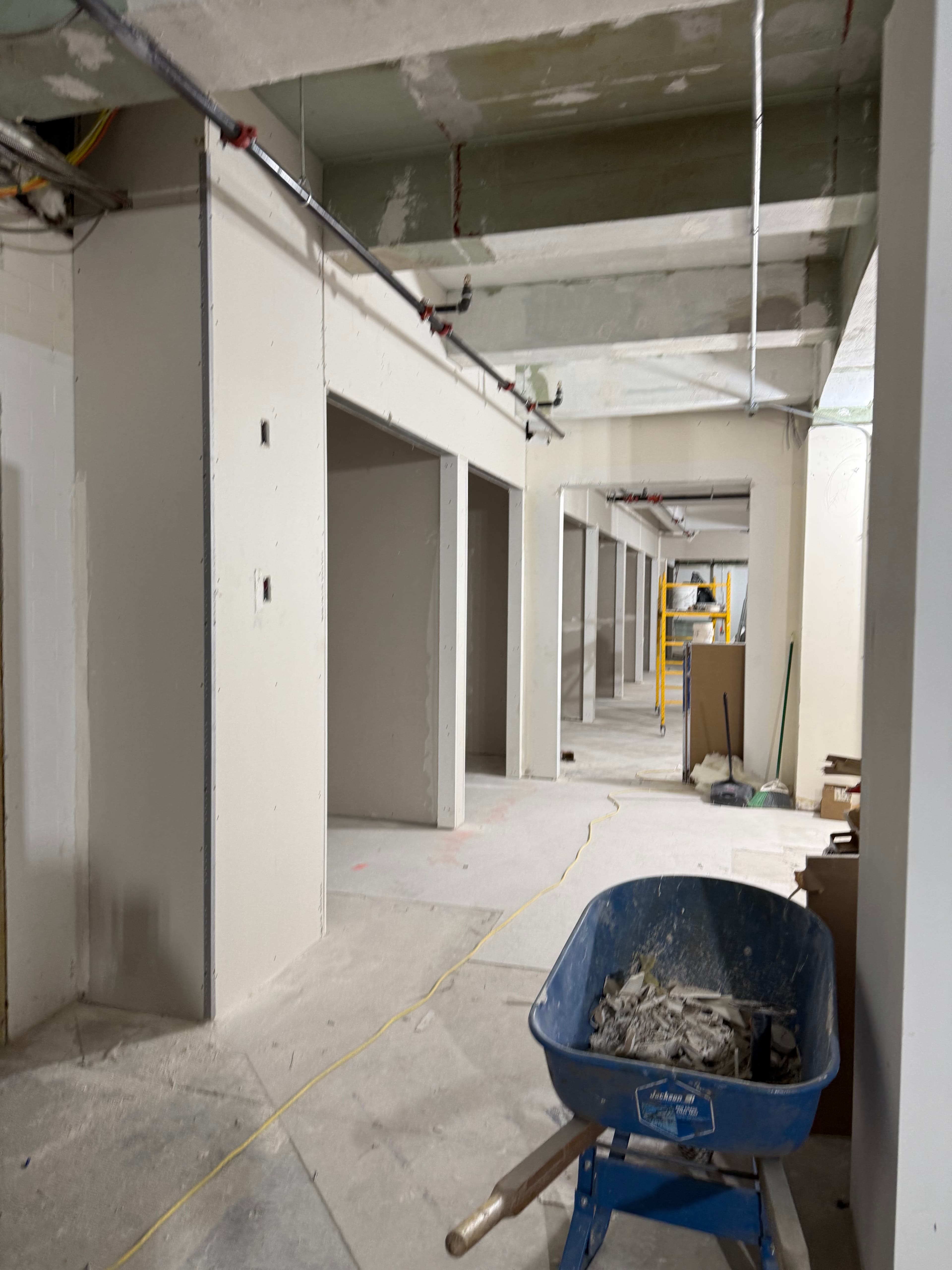 Commercial interior drywall installation in progress